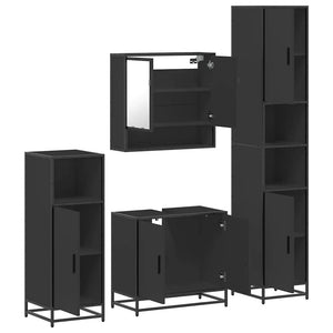 vidaXL 4 Piece Bathroom Furniture Set Black Engineered Wood