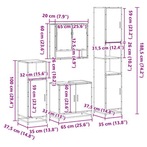 vidaXL 4 Piece Bathroom Furniture Set Black Engineered Wood