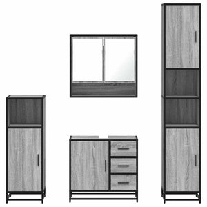 vidaXL 4 Piece Bathroom Furniture Set Grey Sonoma Engineered Wood