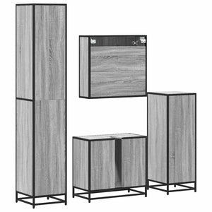 vidaXL 4 Piece Bathroom Furniture Set Grey Sonoma Engineered Wood