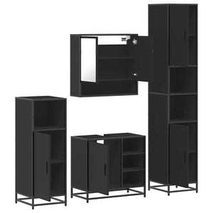 vidaXL 4 Piece Bathroom Furniture Set Black Engineered Wood