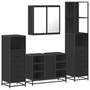 vidaXL 4 Piece Bathroom Furniture Set Black Engineered Wood