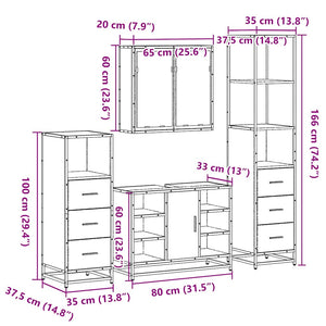 vidaXL 4 Piece Bathroom Furniture Set Black Engineered Wood