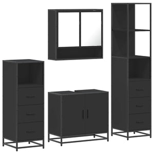 vidaXL 4 Piece Bathroom Furniture Set Black Engineered Wood