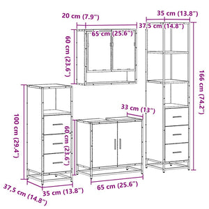 vidaXL 4 Piece Bathroom Furniture Set Black Engineered Wood