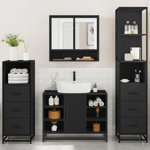 vidaXL 4 Piece Bathroom Furniture Set Black Engineered Wood