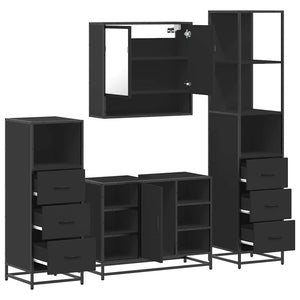 vidaXL 4 Piece Bathroom Furniture Set Black Engineered Wood