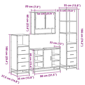 vidaXL 4 Piece Bathroom Furniture Set Black Engineered Wood