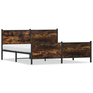 vidaXL Metal Bed Frame without Mattress Smoked Oak 193x203 cm