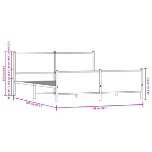 vidaXL Metal Bed Frame without Mattress Smoked Oak 193x203 cm