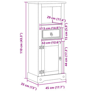 vidaXL Bathroom Cabinet Corona 45x33x110 cm Solid Wood Pine