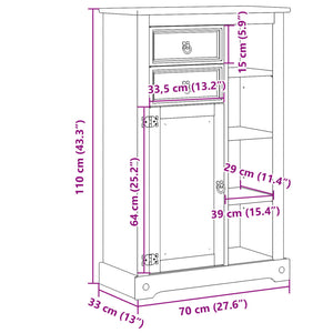 vidaXL Bathroom Cabinet Corona 70x33x110 cm Solid Wood Pine