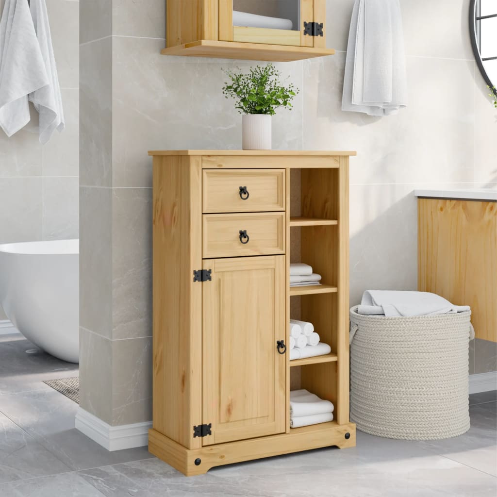 vidaXL Bathroom Cabinet Corona 70x33x110 cm Solid Wood Pine