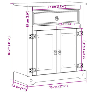 vidaXL Bathroom Cabinet Corona 70x33x80 cm Solid Wood Pine