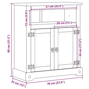 vidaXL Bathroom Cabinet Corona 70x33x80 cm Solid Wood Pine