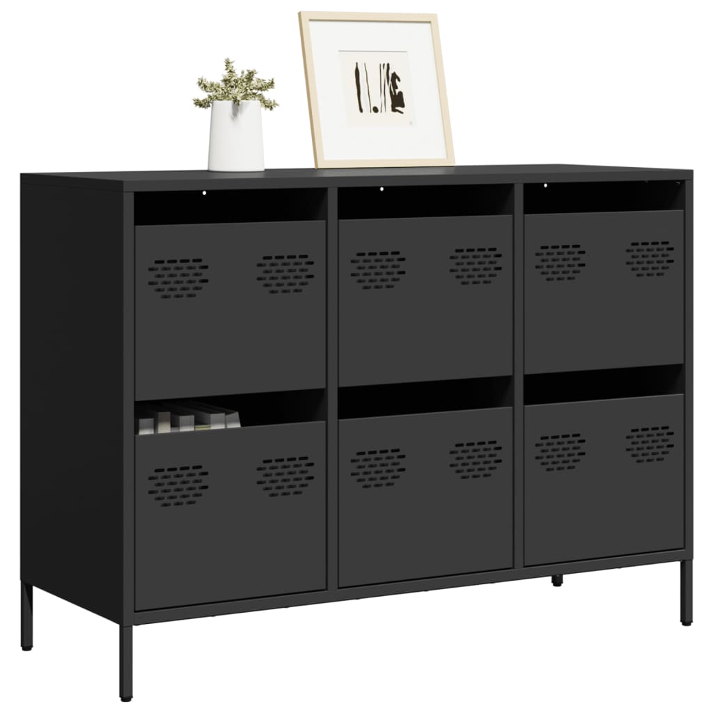 vidaXL Sideboard Black 101.5x39x73.5 cm Cold-rolled Steel