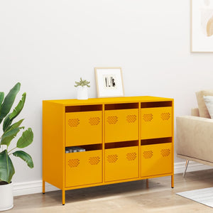 vidaXL Sideboard Mustard Yellow 101.5x39x73.5 cm Cold-rolled Steel