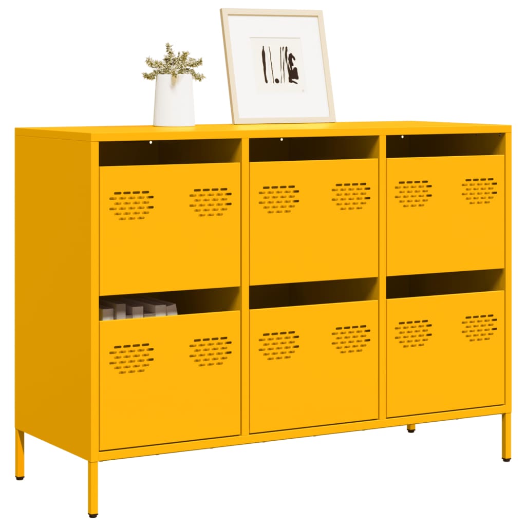 vidaXL Sideboard Mustard Yellow 101.5x39x73.5 cm Cold-rolled Steel