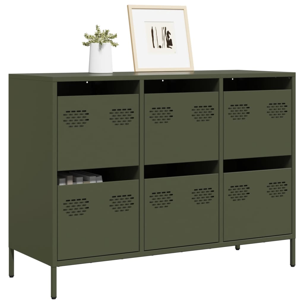 vidaXL Sideboard Olive Green 101.5x39x73.5 cm Cold-rolled Steel