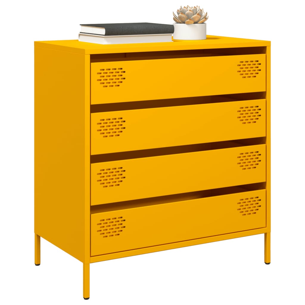 vidaXL Sideboard Mustard Yellow 68x39x73.5 cm Cold-rolled Steel