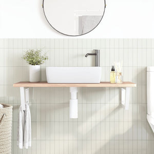 vidaXL Basin Shelf Wall Mounted Steel and Solid Wood Oak