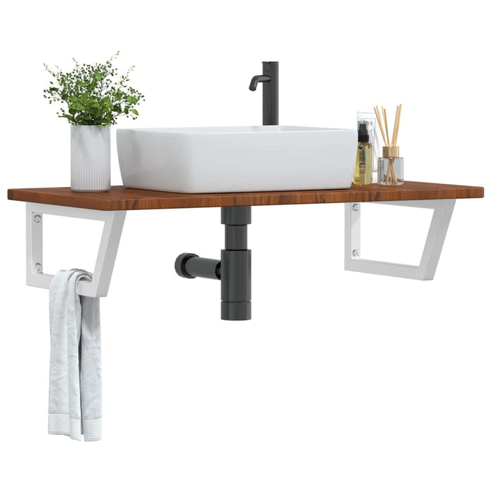 vidaXL Basin Shelf Wall Mounted Steel and Solid Wood Oak