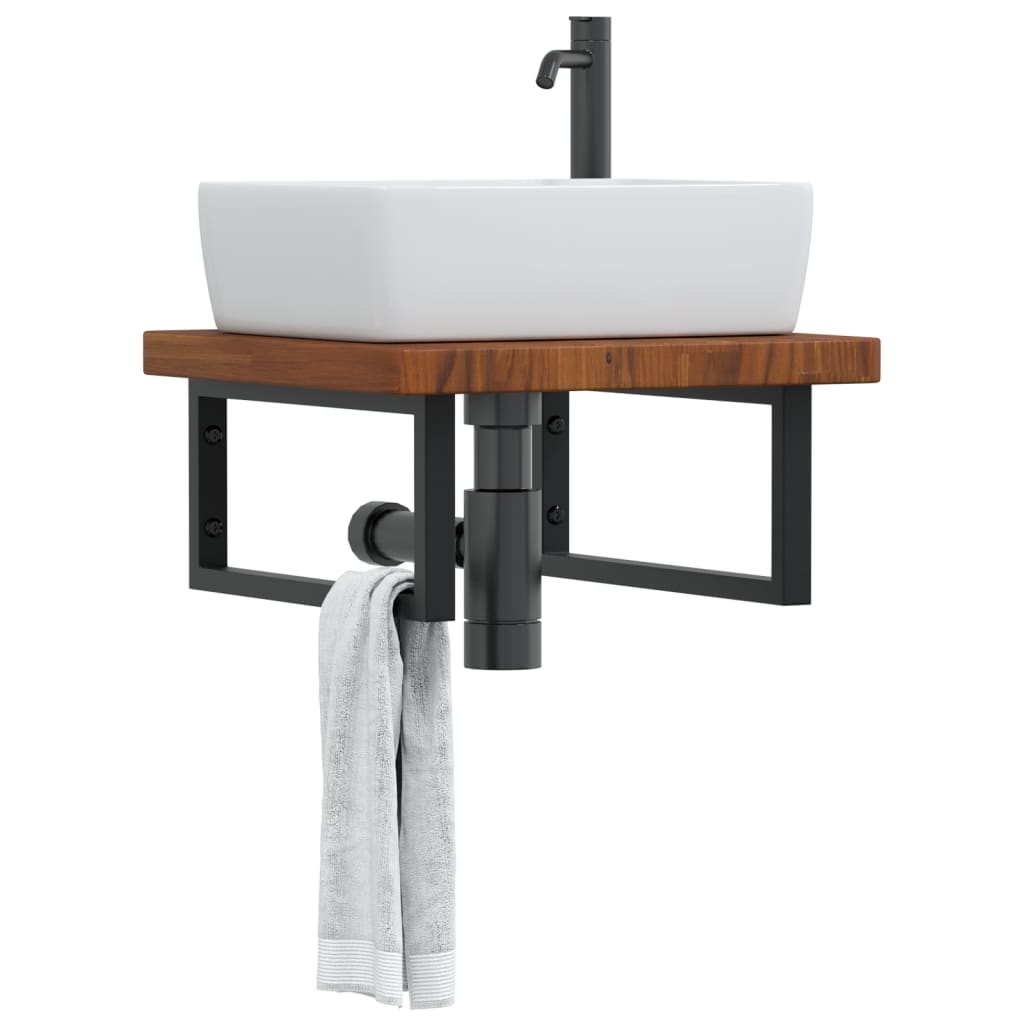 vidaXL Basin Shelf Wall Mounted Steel and Solid Wood Oak