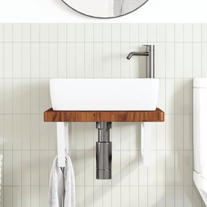 vidaXL Basin Shelf Wall Mounted Steel and Solid Wood Oak