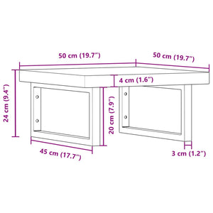 vidaXL Basin Shelf Wall Mounted Steel and Solid Wood Beech