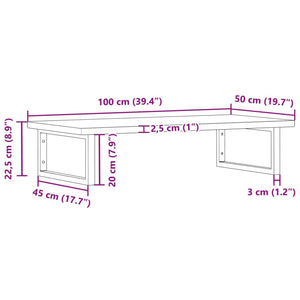 vidaXL Basin Shelf Wall Mounted Steel and Solid Wood Beech