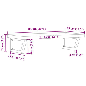 vidaXL Basin Shelf Wall Mounted Steel and Solid Wood Beech