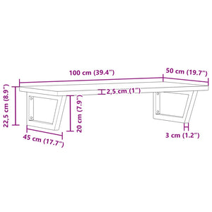 vidaXL Basin Shelf Wall Mounted Steel and Solid Wood Beech