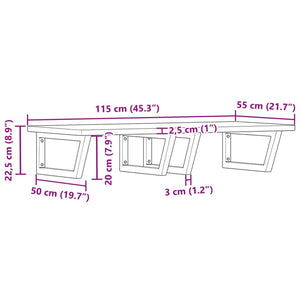 vidaXL Basin Shelf Wall Mounted Steel and Solid Wood Beech