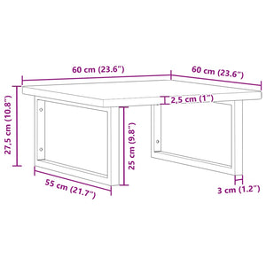 vidaXL Basin Shelf Wall Mounted Steel and Solid Wood Oak