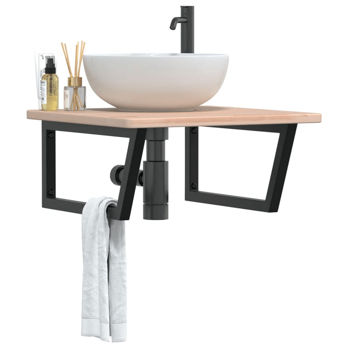 vidaXL Basin Shelf Wall Mounted Steel and Solid Wood Oak