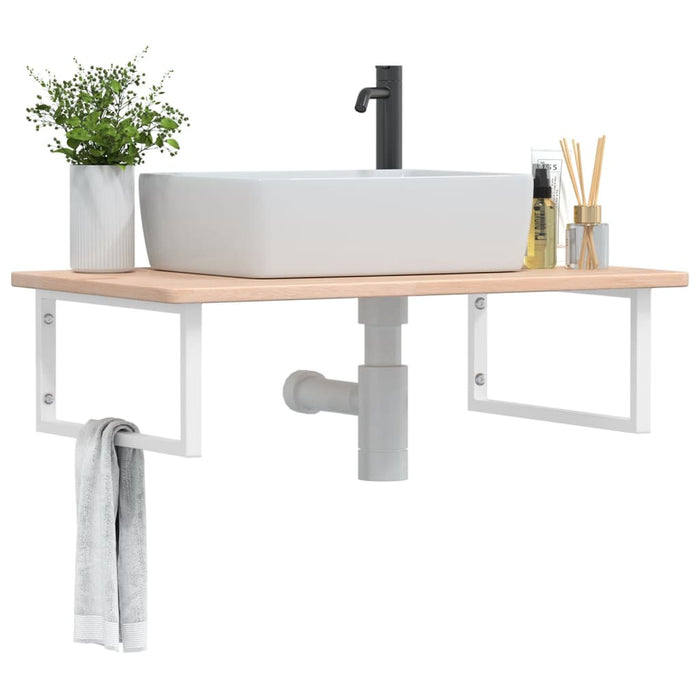 vidaXL Basin Shelf Wall Mounted Steel and Solid Wood Oak