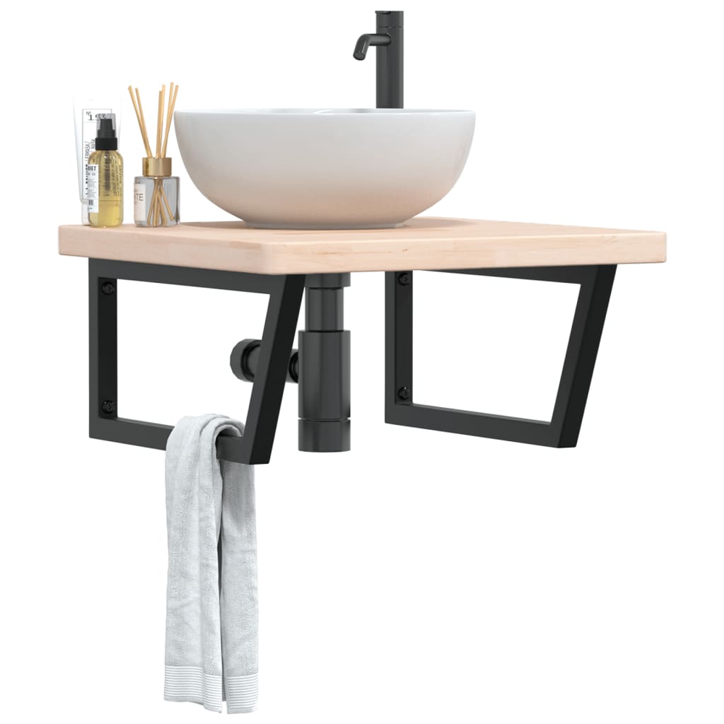 vidaXL Basin Shelf Wall Mounted Steel and Solid Wood Oak