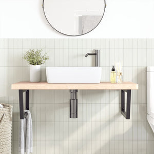 vidaXL Basin Shelf Wall Mounted Steel and Solid Wood Oak