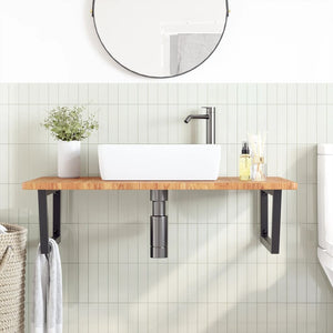 vidaXL Basin Shelf Wall Mounted Steel and Solid Wood Oak