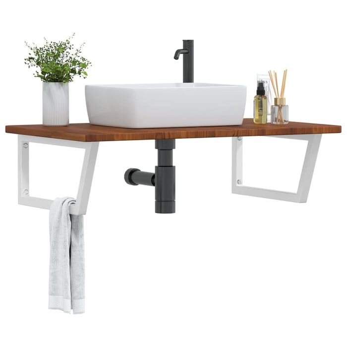 vidaXL Basin Shelf Wall Mounted Steel and Solid Wood Oak