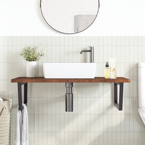 vidaXL Basin Shelf Wall Mounted Steel and Solid Wood Oak