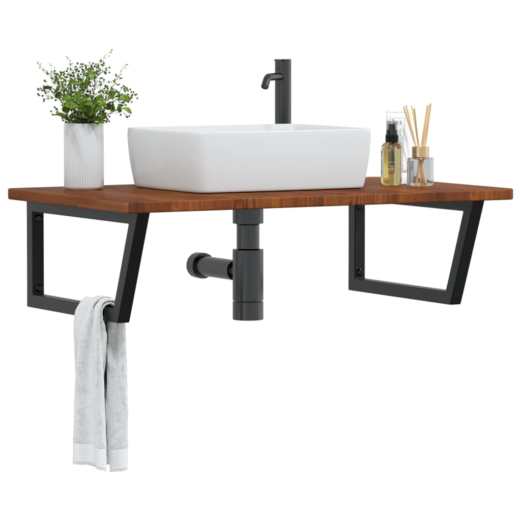 vidaXL Basin Shelf Wall Mounted Steel and Solid Wood Oak