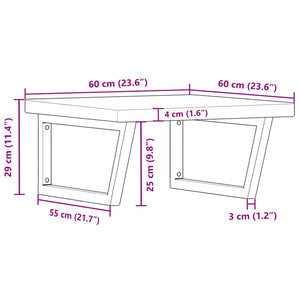 vidaXL Basin Shelf Wall Mounted Steel and Solid Wood Oak