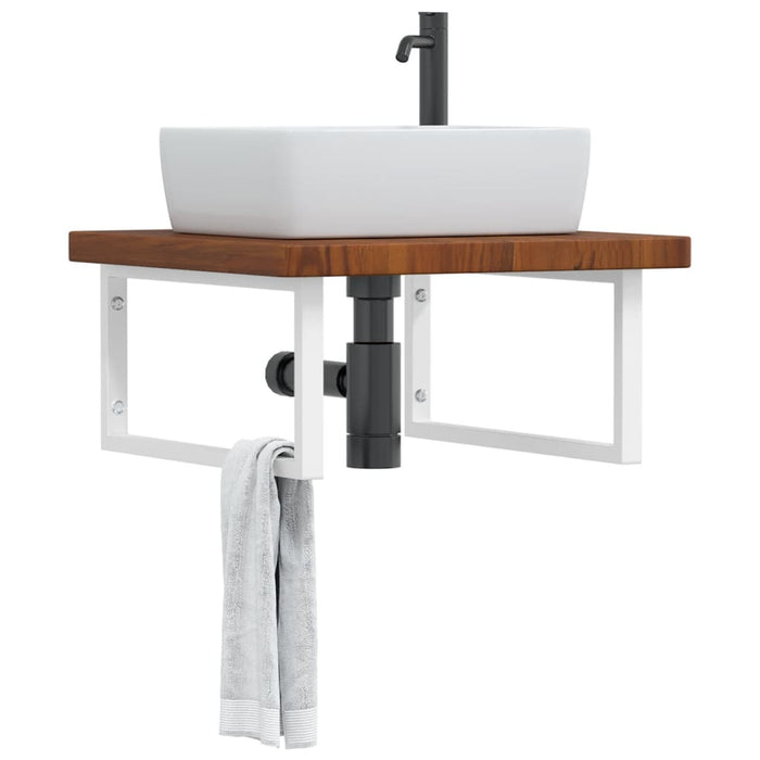 vidaXL Basin Shelf Wall Mounted Steel and Solid Wood Oak