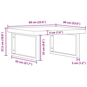 vidaXL Basin Shelf Wall Mounted Steel and Solid Wood Beech