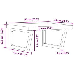 vidaXL Basin Shelf Wall Mounted Steel and Solid Wood Beech