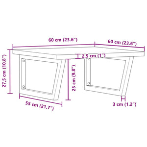 vidaXL Basin Shelf Wall Mounted Steel and Solid Wood Beech