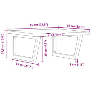 vidaXL Basin Shelf Wall Mounted Steel and Solid Wood Beech