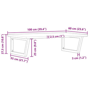 vidaXL Basin Shelf Wall Mounted Steel and Solid Wood Beech