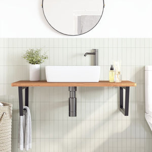 vidaXL Basin Shelf Wall Mounted Steel and Solid Wood Beech